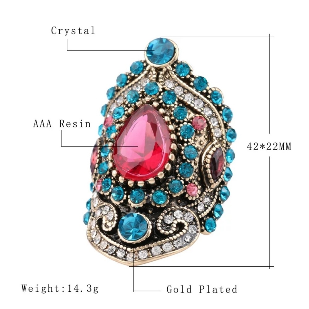 ❗ONLY 1 LEFT❗Vintage Mosaic Crystal Statement Ring - Picture 2 of 8